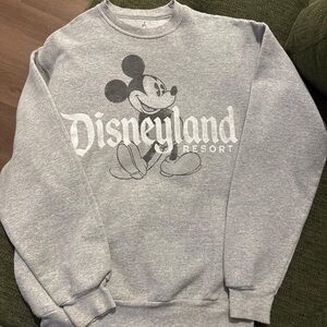 Hanes Gray Crewneck Sweater with Mickey Mouse Design